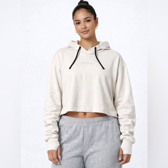 Oakley Tops - Oakley Women's Off-White Cropped Hoodie